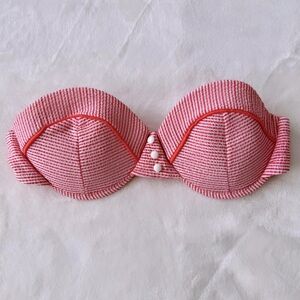 Xhilaration Tangerine Striped Bandeau Bikini Top Size Small